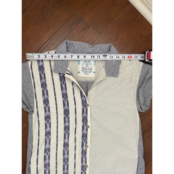 Nomad Tribe Recycled Cotton Button Striped Long Shirt Maxi Dress Sz Small - Picture 5 of 9